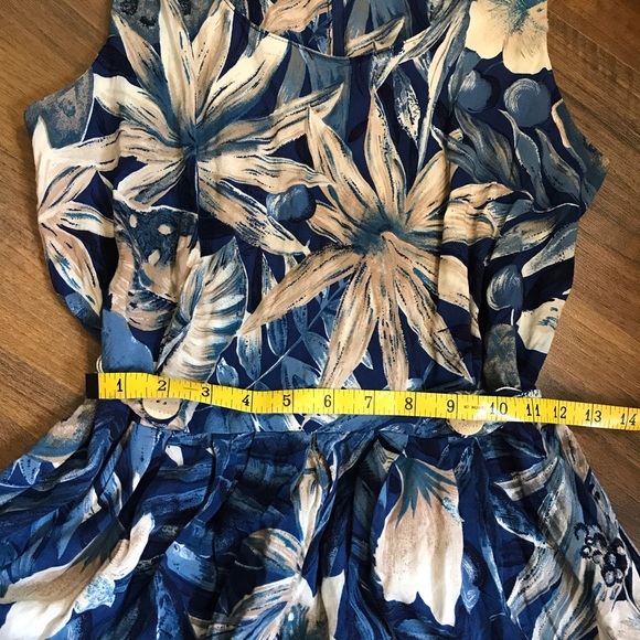 Vintage TALL GIRL jumpsuit one piece tropical floral extra wide flowy legs - Picture 13 of 16